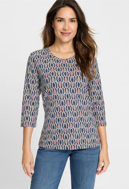 Round Neck Graphic Print Top