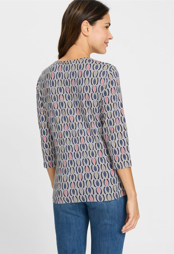 Round Neck Graphic Print Top