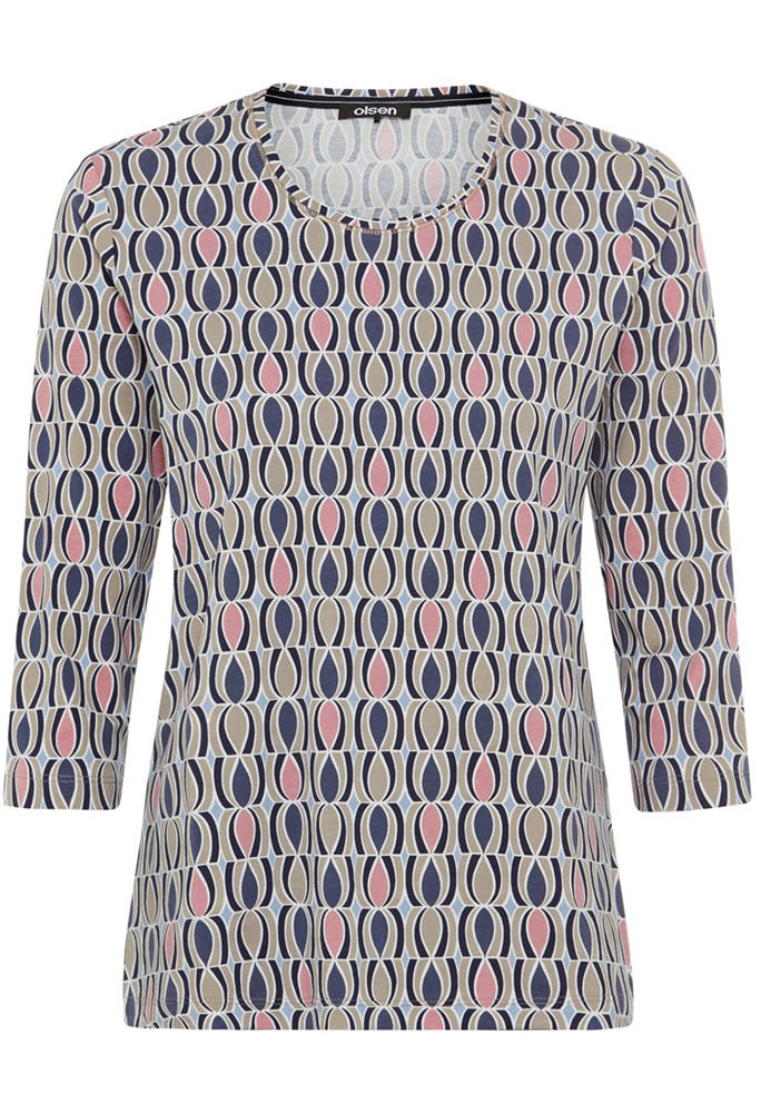 Round Neck Graphic Print Top