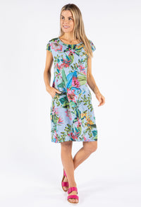 Tropical Floral Linen Dress