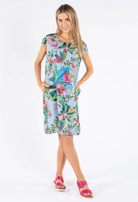 Tropical Floral Linen Dress