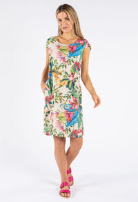 Tropical Floral Linen Dress