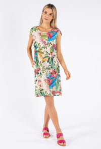 Tropical Floral Linen Dress