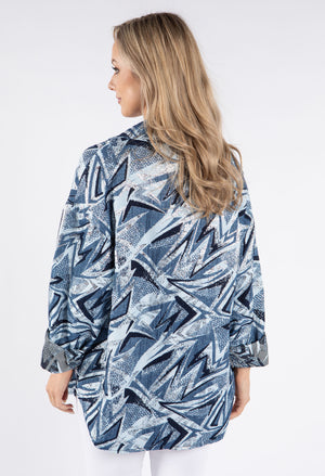 Abstract Print Button-Up Overshirt