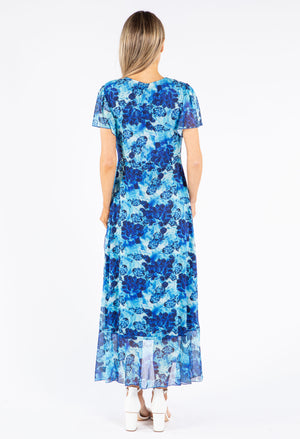 Mesh Floral Print Wrap Dress