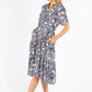 Abstract Print Midi Shirt Dress