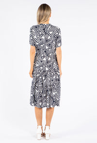 Abstract Print Midi Shirt Dress