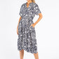 Abstract Print Midi Shirt Dress