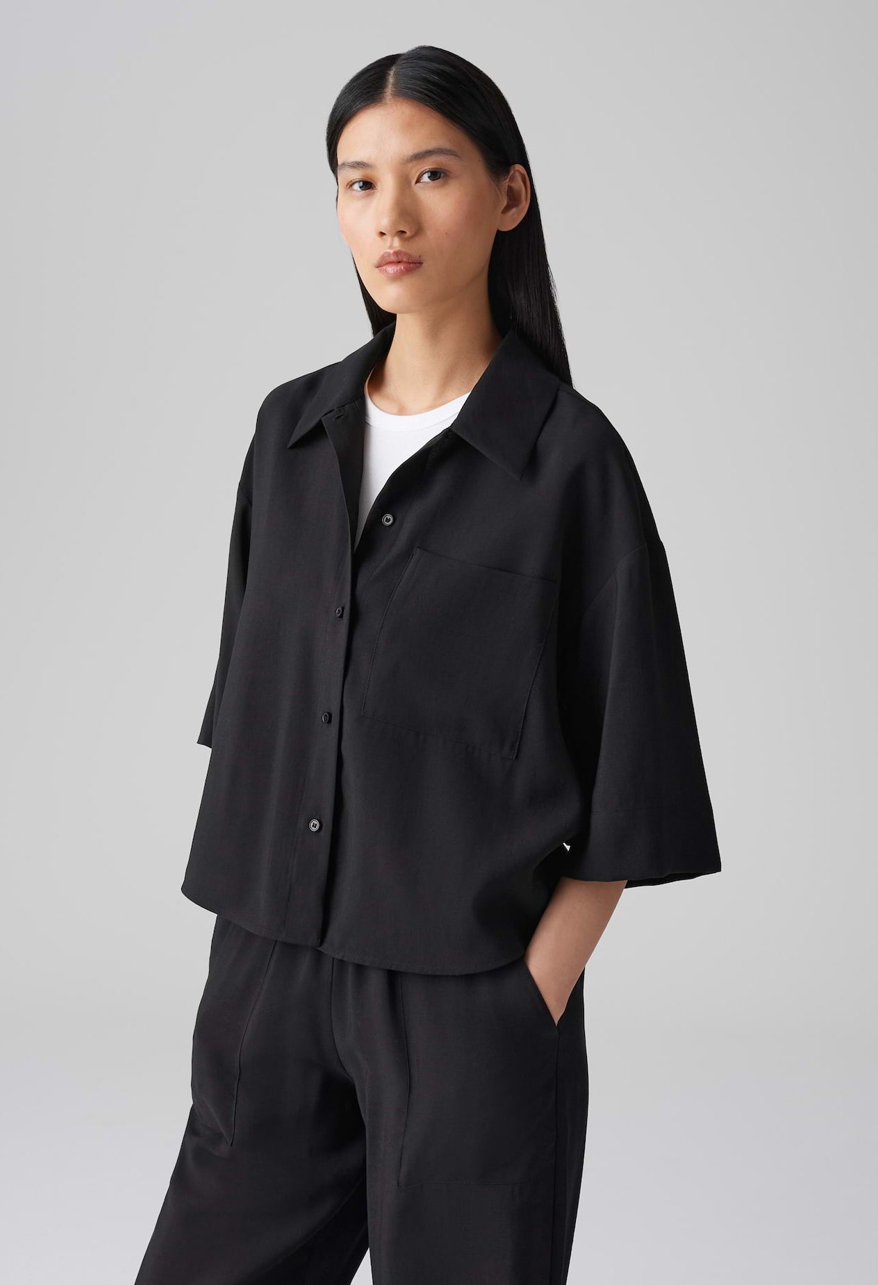 Fabbey Loose soft shirt blouse with pleat detail