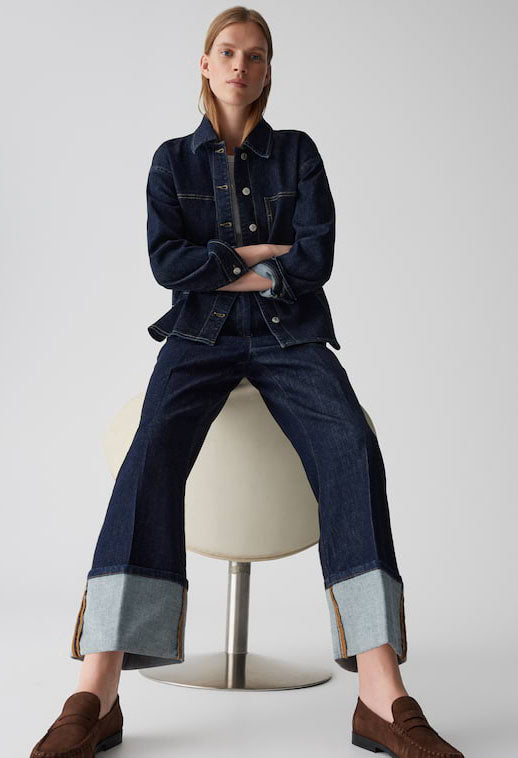 MOIRA CLEAN Wide Leg Jeans with XL Cuff