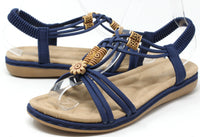 Floral and Wooden Look Beaded Sandal