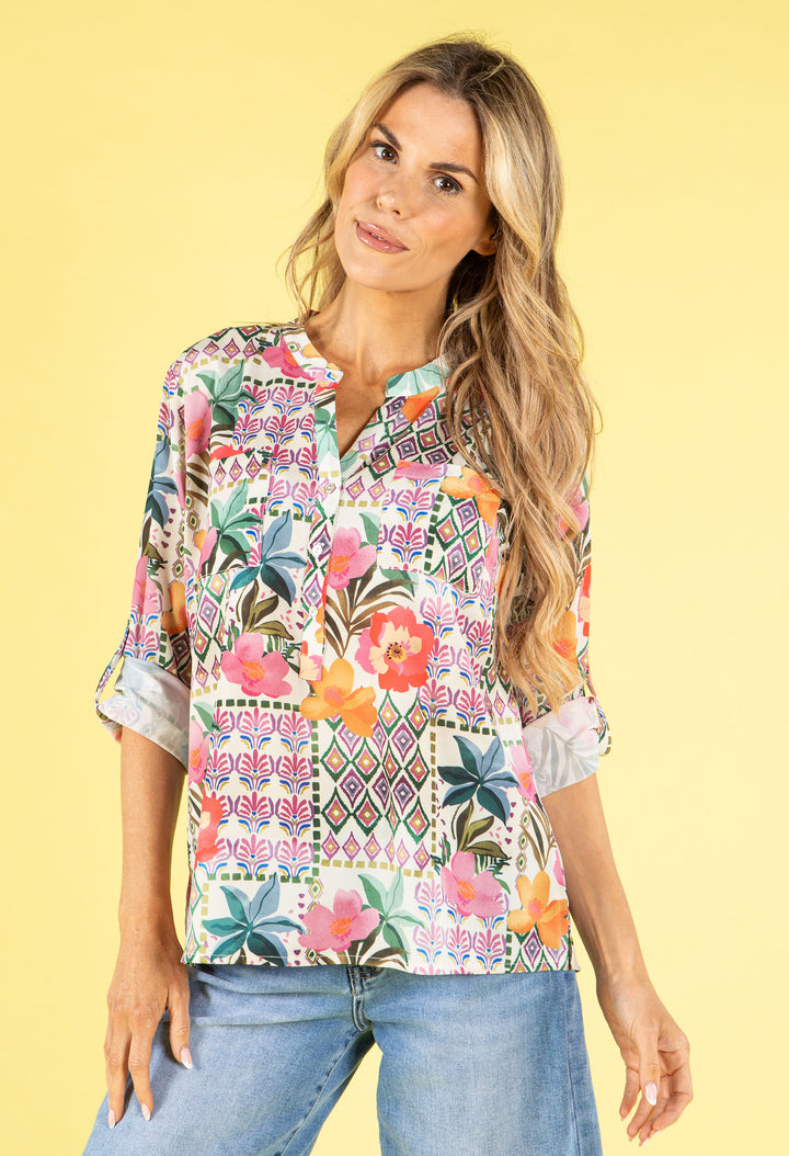 Patchwork Crepe Feel Blouse