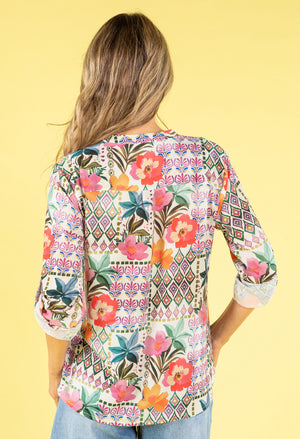 Patchwork Crepe Feel Blouse