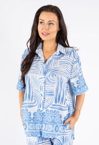 Abstratc Print V-Neck Shirt
