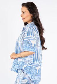 Abstratc Print V-Neck Shirt