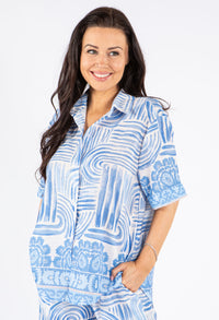 Abstratc Print V-Neck Shirt