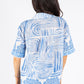 Abstratc Print V-Neck Shirt