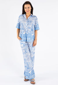 Abstratc Print V-Neck Shirt