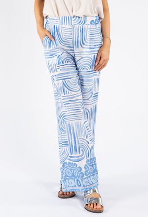 Abstract Print Wide Leg Trousers