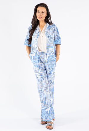 Abstract Print Wide Leg Trousers