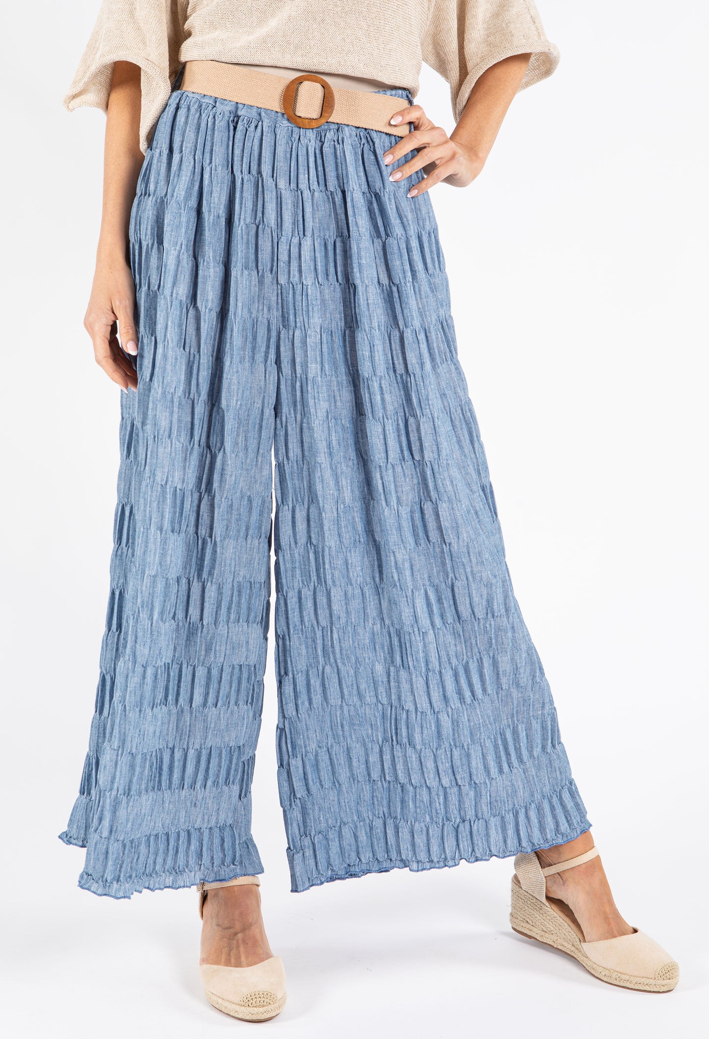 Crinkle Belted Trousers