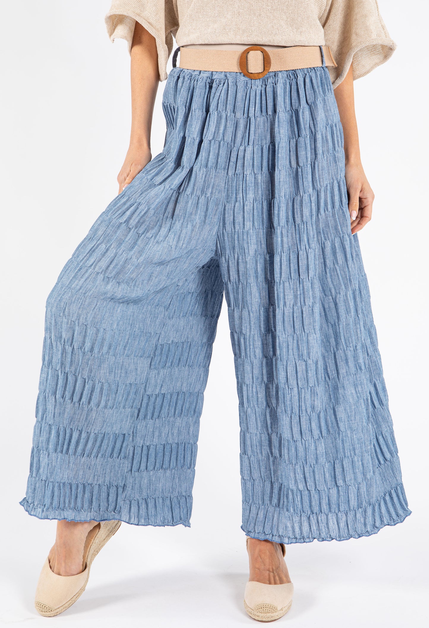 Crinkle Belted Trousers