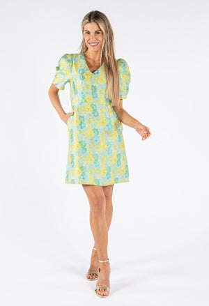 Puff Sleeve Floral Print Dress