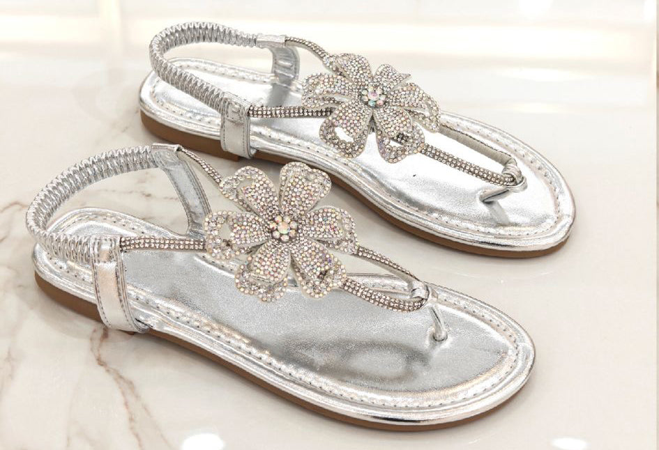 Diamante Flower Sandals