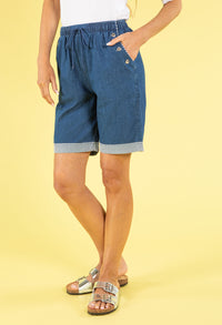 Drawstring Denim Look Shorts