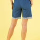 Drawstring Denim Look Shorts