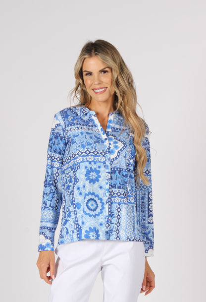 Patchwork Buttoned Up Top