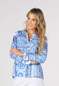 Patchwork Buttoned Up Top