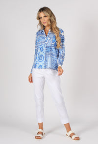 Patchwork Buttoned Up Top