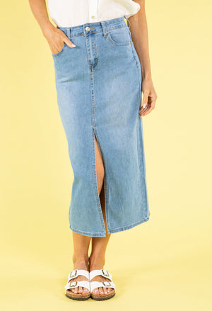 Light Denim Midi Skirt