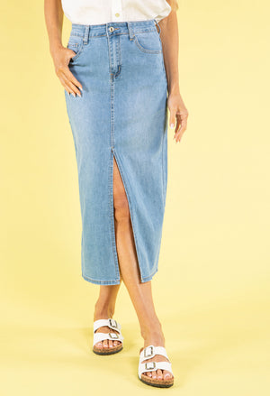 Light Denim Midi Skirt