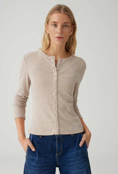 Saltus Ribbed Jersey Button-up Top