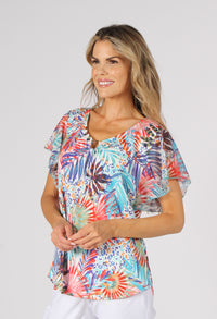 Palm Print Angel Sleeve Top
