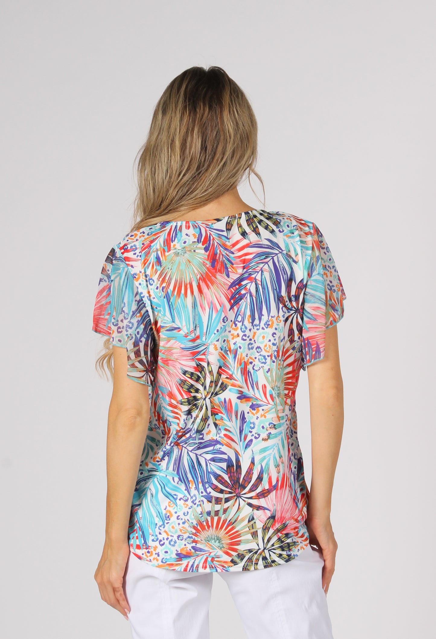 Palm Print Angel Sleeve Top