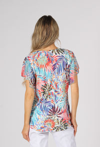 Palm Print Angel Sleeve Top