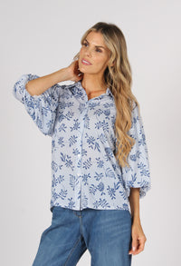 Striped Balloon Sleeve Blouse