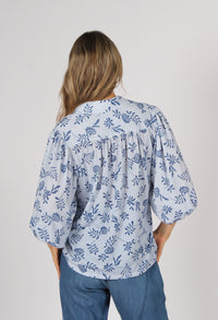 Striped Balloon Sleeve Blouse