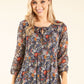Plisse Pleated Floral Blouse