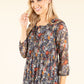 Plisse Pleated Floral Blouse