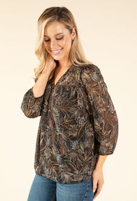 Botanic Print V Neck Top