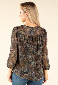 Botanic Print V Neck Top