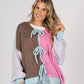 Pastel Colour Block Tie Knit Cardigan