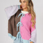 Pastel Colour Block Tie Knit Cardigan