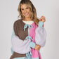 Pastel Colour Block Tie Knit Cardigan