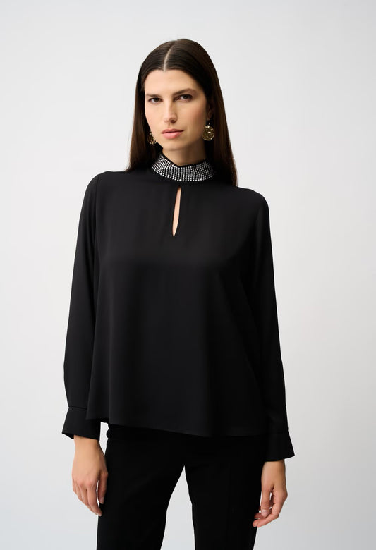 High Neck Embellished Blouse
