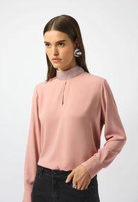 High Neck Embellished Blouse
